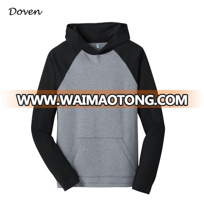 Wholesale mens color contrast raglan sleeve hoodies